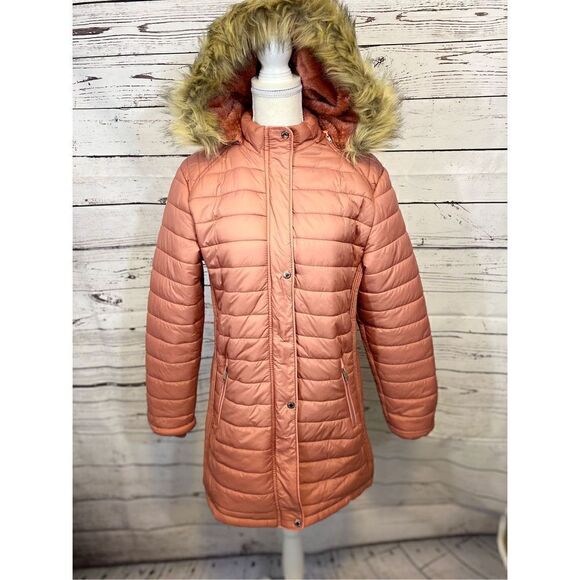 HanTon Faux Fur Hood Jacket Size Medium - Picture 2 of 16